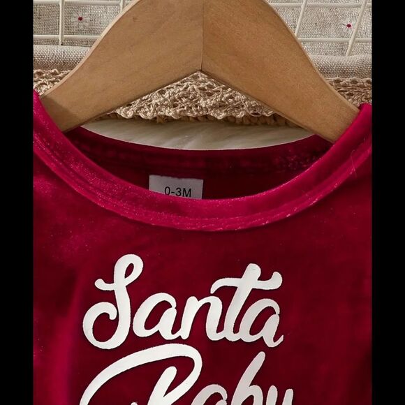 Adorable Red Velvet "Santa Baby" Dress and Hat - Picture 3 of 7